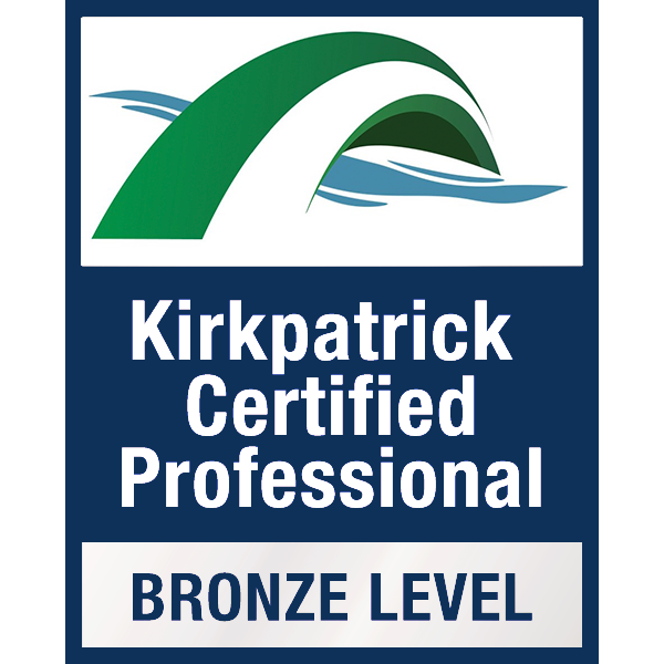Kirkpatrick Certified Professional - Bronze Level badge earned by graduates of the bronze certification program